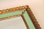 GILT,MID CENTURY,VENETIAN WALL MIRROR,TURQUOISE PATTERN,IT,CA 1960