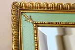 GILT,MID CENTURY,VENETIAN WALL MIRROR,TURQUOISE PATTERN,IT,CA 1960