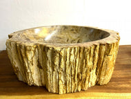 PETRIFIED WOOD SINK, MODERN ORGANIC, GREY, BROWN, BEIGE