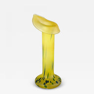 20TH CENTURY, BOHEMIAN GLASS, YELLOW ART NOUVEAU VASE, CZ, CA 1910