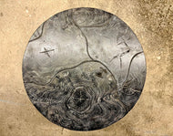 ORGANIC MODERN, BLACK COFFEE TABLE, ROUND, SUAR WOOD