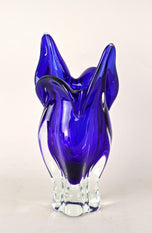 20TH CENTURY, ITALY, DARK BLUE MURANO GLASS VASE, SOMMERSO, 1960, 1970