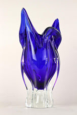 20TH CENTURY, ITALY, DARK BLUE MURANO GLASS VASE, SOMMERSO, 1960, 1970