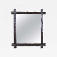 19TH CENTURY, AUSTRIA, BLACK FOREST WALL MIRROR, BASSWOOD, RUSTIC