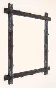 19TH CENTURY, AUSTRIA, BLACK FOREST WALL MIRROR, BASSWOOD, RUSTIC