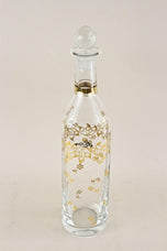 20TH CENTURY, AUSTRIA, GLASS DECANTER, GOLDEN FLORAL PATTERNS, ART NOUVEAU