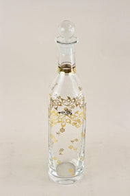 20TH CENTURY, AUSTRIA, GLASS DECANTER, GOLDEN FLORAL PATTERNS, ART NOUVEAU
