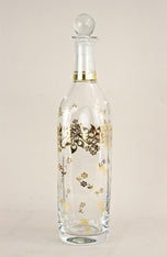 20TH CENTURY, AUSTRIA, GLASS DECANTER, GOLDEN FLORAL PATTERNS, ART NOUVEAU