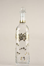 20TH CENTURY, AUSTRIA, GLASS DECANTER, GOLDEN FLORAL PATTERNS, ART NOUVEAU
