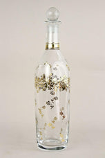 20TH CENTURY, AUSTRIA, GLASS DECANTER, GOLDEN FLORAL PATTERNS, ART NOUVEAU