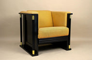 20TH CENTURY, AUSTRIA, ART NOUVEAU, BLACK ARMCHAIR, SCHOOL OF JOSEF HOFFMANN, CA 1910