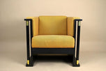 20TH CENTURY, AUSTRIA, ART NOUVEAU, BLACK ARMCHAIR, SCHOOL OF JOSEF HOFFMANN, CA 1910