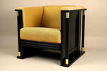 20TH CENTURY, AUSTRIA, ART NOUVEAU, BLACK ARMCHAIR, SCHOOL OF JOSEF HOFFMANN, CA 1910