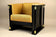20TH CENTURY, AUSTRIA, ART NOUVEAU, BLACK ARMCHAIR, SCHOOL OF JOSEF HOFFMANN, CA 1910