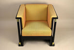 20TH CENTURY, AUSTRIA, ART NOUVEAU, BLACK ARMCHAIR, SCHOOL OF JOSEF HOFFMANN, CA 1910