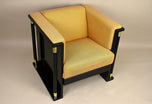 20TH CENTURY, AUSTRIA, ART NOUVEAU, BLACK ARMCHAIR, SCHOOL OF JOSEF HOFFMANN, CA 1910