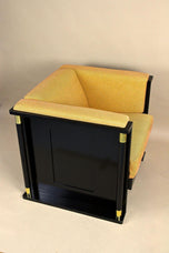 20TH CENTURY, AUSTRIA, ART NOUVEAU, BLACK ARMCHAIR, SCHOOL OF JOSEF HOFFMANN, CA 1910