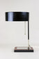 20TH CENTURY, AUSTRIA, CHROMED TABLE LAMP, BLACK METAL LAMP SHADE, CIRCA 1950