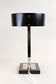 20TH CENTURY, AUSTRIA, CHROMED TABLE LAMP, BLACK METAL LAMP SHADE, CIRCA 1950