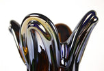 20TH CENTURY, ITALY, MURANO GLASS VASE, IRIDESCENT, CHROME EFFECT, CIRCA 1970