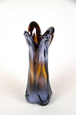 20TH CENTURY, ITALY, MURANO GLASS VASE, IRIDESCENT, CHROME EFFECT, CIRCA 1970