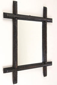 19TH CENTURY, AUSTRIA, RUSTIC, TRAMP ART, WALL MIRROR