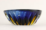 MID CENTURY, ITALY, MURANO GLASS BOWL, DARK BLUE, AMBER, CA 1960