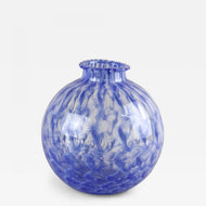 20TH CENTURY, ITALY, BLUE MURANO GLASS BALL VASE, MID CENTURY MODERN, 1970