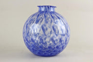 20TH CENTURY, ITALY, BLUE MURANO GLASS BALL VASE, MID CENTURY MODERN, 1970