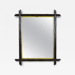 19TH CENTURY, AUSTRIA, RUSTIC BLACK FOREST MIRROR, GILT BARS, CIRCA 1880