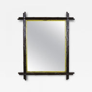 19TH CENTURY, AUSTRIA, RUSTIC BLACK FOREST MIRROR, GILT BARS, CIRCA 1880