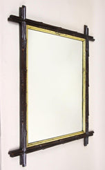 19TH CENTURY, AUSTRIA, RUSTIC BLACK FOREST MIRROR, GILT BARS, CIRCA 1880