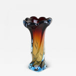 20TH CENTURY, ITALY, MURANO GLASS VASE, AMBER, DARK RED, BLUE