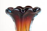 20TH CENTURY, ITALY, MURANO GLASS VASE, AMBER, DARK RED, BLUE