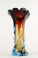 20TH CENTURY, ITALY, MURANO GLASS VASE, AMBER, DARK RED, BLUE