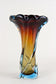 20TH CENTURY, ITALY, MURANO GLASS VASE, AMBER, DARK RED, BLUE
