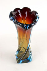 20TH CENTURY, ITALY, MURANO GLASS VASE, AMBER, DARK RED, BLUE