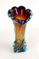20TH CENTURY, ITALY, MURANO GLASS VASE, AMBER, DARK RED, BLUE