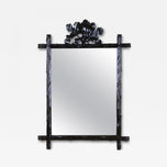 19TH CENTURY, AUSTRIA, RUSTIC BLACK FOREST WALL MIRROR, OAK LEAVES, ACORNS