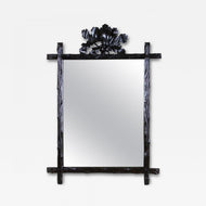 19TH CENTURY, AUSTRIA, RUSTIC BLACK FOREST WALL MIRROR, OAK LEAVES, ACORNS