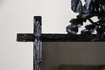 19TH CENTURY, AUSTRIA, RUSTIC BLACK FOREST WALL MIRROR, OAK LEAVES, ACORNS