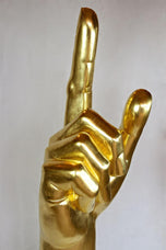 21ST CENTURY, CONTEMPORARY, GIGANTIC HAND SCULPTURE, GOLDLEAF PLATED