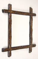 19TH CENTURY, AUSTRIA, BLACK FOREST WALL MIRROR, RUSTIC, TREE TRUNK