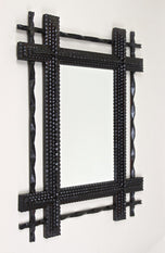 19TH CENTURY, AUSTRIA, TRAMP ART, WALL MIRROR, HANDCARVED