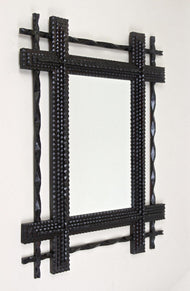 19TH CENTURY, AUSTRIA, TRAMP ART, WALL MIRROR, HANDCARVED