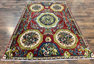 1930S PERSIAN BAKHTIARI RUG 5X8, WOOL HAND KNOTTED ANTIQUE CARPET, RED, FLORAL ORIENTAL RUG, 5X8 MEDIUM SIZED RUG