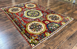 1930S PERSIAN BAKHTIARI RUG 5X8, WOOL HAND KNOTTED ANTIQUE CARPET, RED, FLORAL ORIENTAL RUG, 5X8 MEDIUM SIZED RUG