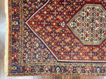 1960S PERSIAN BIDJAR RUG 4X6, HANDMADE ORIENTAL CARPET, FINE WEAVE, HERATI MAHI PATTERN, VINTAGE, RED, 300 KPSI