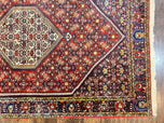 1960S PERSIAN BIDJAR RUG 4X6, HANDMADE ORIENTAL CARPET, FINE WEAVE, HERATI MAHI PATTERN, VINTAGE, RED, 300 KPSI