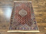 1960S PERSIAN BIDJAR RUG 4X6, HANDMADE ORIENTAL CARPET, FINE WEAVE, HERATI MAHI PATTERN, VINTAGE, RED, 300 KPSI